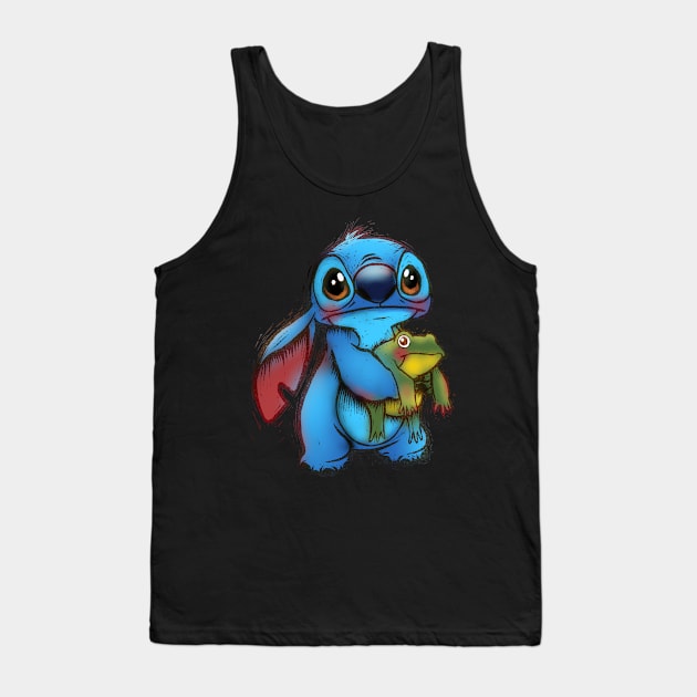 Scared little Stitch Tank Top by Little Bad Wren 